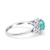 Celtic Trinity Knot Halo Ring with Paraiba Tourmaline CZ